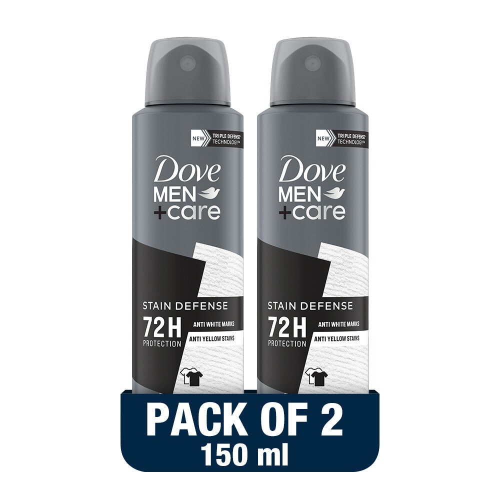 Dove Men+Care Anti-perspirant Stain Defense Deodorant Spray 150 Ml, Pack of 2